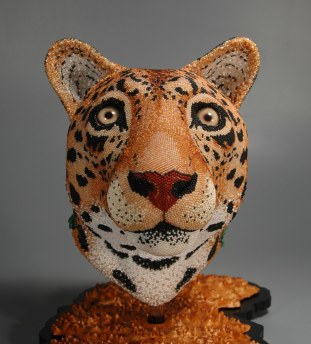 Changing Spots 11-17-12 (7) Changing Spots (Amur Leopard), Leslie B. Grigsby beadwork sculpture