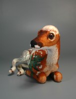 Grigsby beadwork - Fawn (hide) in progress without ears - detail 