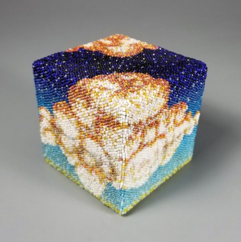 Grigsby Four Elements "Freedom Cubed: Air" beadwork sculpture